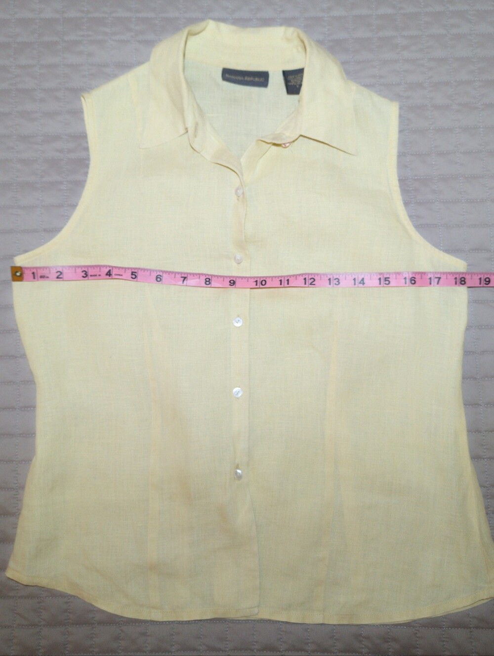 Banana Republic Pastel Yellow Linen Sleeveless Button-Down Shirt Small